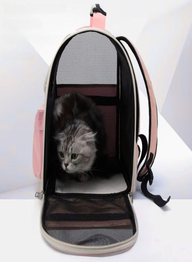 PET FUN حقيبة سفر شفافة للحيوانات الأليفة للقطط والكلاب | حقيبة ظهر لحمل الحيوانات الأليفة الصغيرة، الجراء، الأرانب والطيور - برتقالي فاتح - Image 4